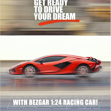 BEZGAR Remote Control Cars - 1:24 Scale Officially Licensed RC Series Lambo Sián FKP 37, Electric Sport Racing Hobby Toy Car Model Vehicle for Boys and Girls Teens and Adults Gift (Red)