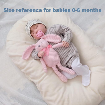 100% Organic Cotton Baby Toys Pink Bunny Rabbit Stuffed Animal for Newborn 7.1"