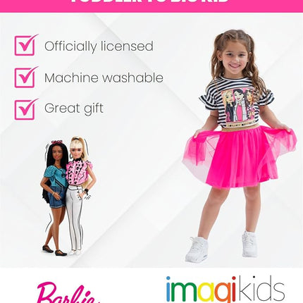 Barbie Toddler Girls T-Shirt and Mesh Tutu Black/Pink 5T