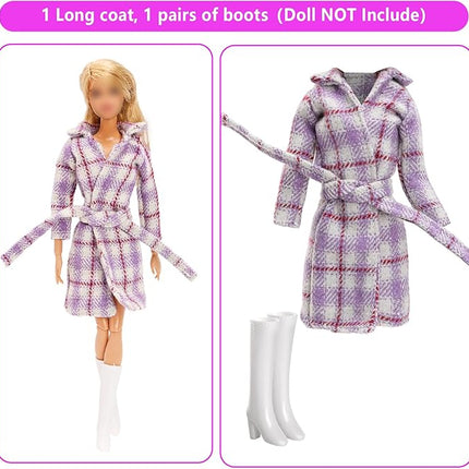 13 Pcs Doll Winter Clothes and Accessories - 3 Set Dolls Winter Coat Clothes, 2 Pairs of Shoes and 8 Pcs Skiing Accessories for 11.5 Inch Girl Doll Winter Playset