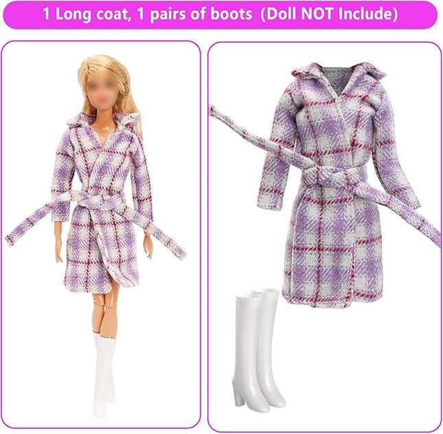 13 Pcs Doll Winter Clothes and Accessories - 3 Set Dolls Winter Coat Clothes, 2 Pairs of Shoes and 8 Pcs Skiing Accessories for 11.5 Inch Girl Doll Winter Playset
