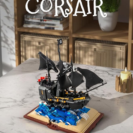 Black Pearl Ship Grimoire Book Building Blocks Toy Set,Gift for Adults and Kids (919pcs)