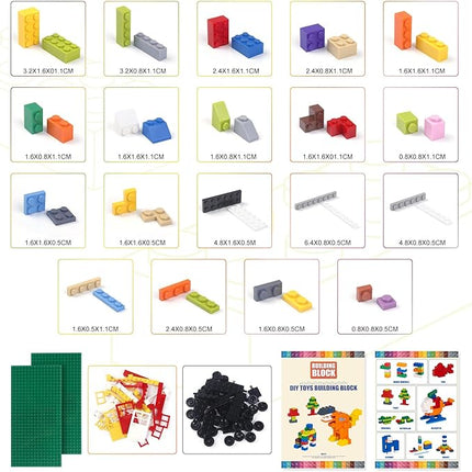 1100 Pieces Building Bricks, Compatible with Lego Classic Building Blocks Bulk with Baseplates, Doors Windows and Wheels, STEM Creative Construction Toys for 6 7 8 9 10 11 12 Year Old