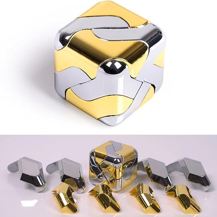 Metal-Puzzles 3D-Brain-Teaser Toys: Cool-Gadgets-Stuff Box Puzzles-Toy for Kid Children Teen Adult, ADHD Tools Stress Relief Gift for Office Home School Christmas Women Men Square-Cube