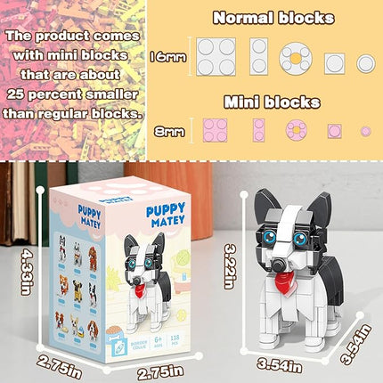 Papillon Mini Dog Building Blocks Set, Micro Bricks Animals Building Toys, Party Favors Pet Toys Gifts for Kids