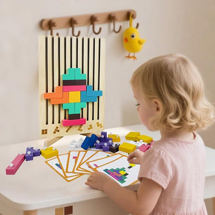 Wooden Stacking Puzzle Toy,3D Wooden Montessori Puzzles Toy,Giant Russian Block Game,Puzzle Board for Kids Jigsaw Puzzle Toddlers Brain Teasers for Kids 4-6 Years