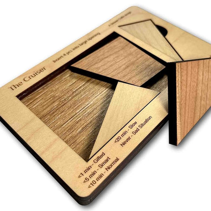 Perfect Gift for Puzzle Lovers - The Cruiser - 4 Piece Wooden Brain Teaser - Desktop and Coffee Table Fidget Toys
