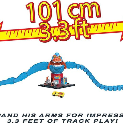 Hot Wheels City Wreck & Ride Gorilla Attack with 1 Car, Connects to Other Sets, Gas Station-Themed Set, Gift for Kids 4 to 8 Years Old
