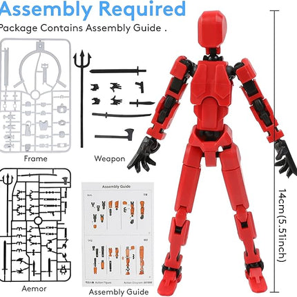 Titan 13 3D Multi-Jointed Movable Lucky 13 T13 Action Figure Toy (Five Colors) Requires self-Assembly - develops Children's Hands-on Skills