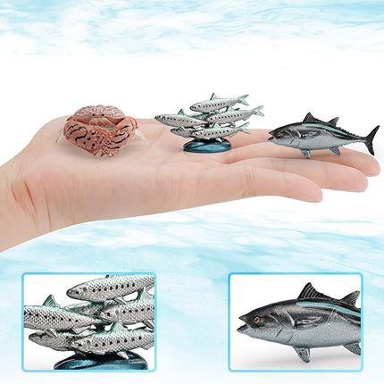 22PCS Mini Sea Ocean Animal Toys Sea Creatures for Cake Topper 2-4 Inch Marine Animal Figures Mini Shark Toy Bath Toys Educational School Project for Kids Toddlers