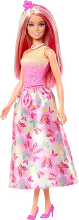 Barbie Royal Doll with Pink & Blonde Fantasy Hair, Colorful Accessories, Pink Ombre Bodice & Butterfly-Print Skirt