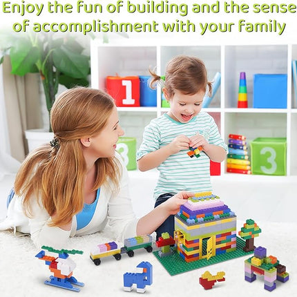 1100 Pieces Building Bricks, Compatible with Lego Classic Building Blocks Bulk with Baseplates, Doors Windows and Wheels, STEM Creative Construction Toys for 6 7 8 9 10 11 12 Year Old