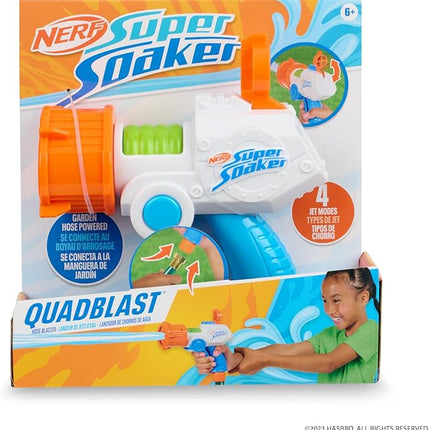 NERF Super Soaker Quadblast Blaster – Garden Hose Powered Soaking Machine for Epic Backyard Battles