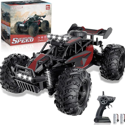 Carox Remote Control Car, 2.4GHz 25KM/H High Speed RC Car, 1:18 Off-Road Monster Truck with LED Lights and 1800mAh Rechargeable Battery – Ideal Gift for Boys 6+