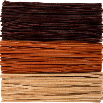 Caydo 300 Pieces Brown Pipe Cleaners, Thick Fluffy Chenille Stems, Pipe Cleaner Crafts for Arts & Crafts, Perfect for Making Animals, Flowers, and Festival Decorations