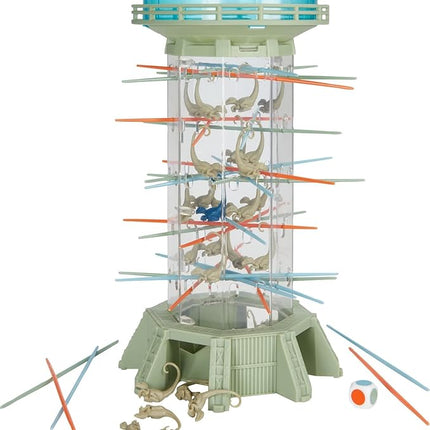 Mattel Games Jurassic World Dominion KerPlunk! Raptors Game with Tower, Sticks and Toy Velociraptor Dinosaurs, Toy and Collectible