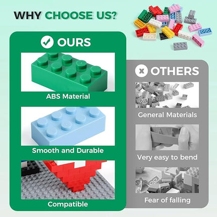 2x4 Bricks 500 Piece Classic Building Bricks and 1 Gray Baseplate, 2x4 Bricks Bulk Creative Building Toys, Blocks Bulk for Kids Ages 6+, 8 Colors