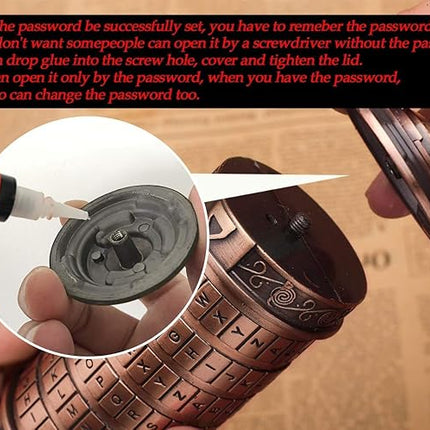 Cryptex Da Vinci Code Mini Cryptex Lock Puzzle Boxes with Special Compartments Anniversary Valentine's Day Romantic Birthday Gifts for Her Gifts for Girlfriend Box for Men