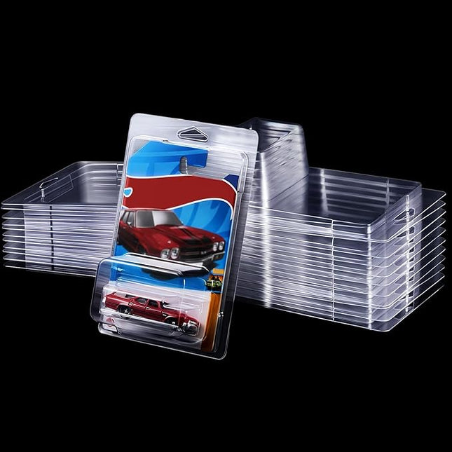 Tatuo 12 Pcs Protector Packs Compatible with Hot Wheels Model Car Clamshell Cases Plastic Display Protective Case Clear Die Cast Car Blister Pack Covers Storage(7.5 x 5 x 2 Inch,Stylish Style)