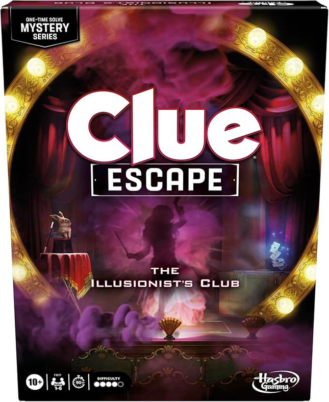 Clue Escape: The Illusionist’s Club Board Game | Escape Room Family Game | 1-Time Solve Mystery | Ages 10+ | 1-6 Players | Difficulty 4 | 90-120 Mins. (Amazon Exclusive)
