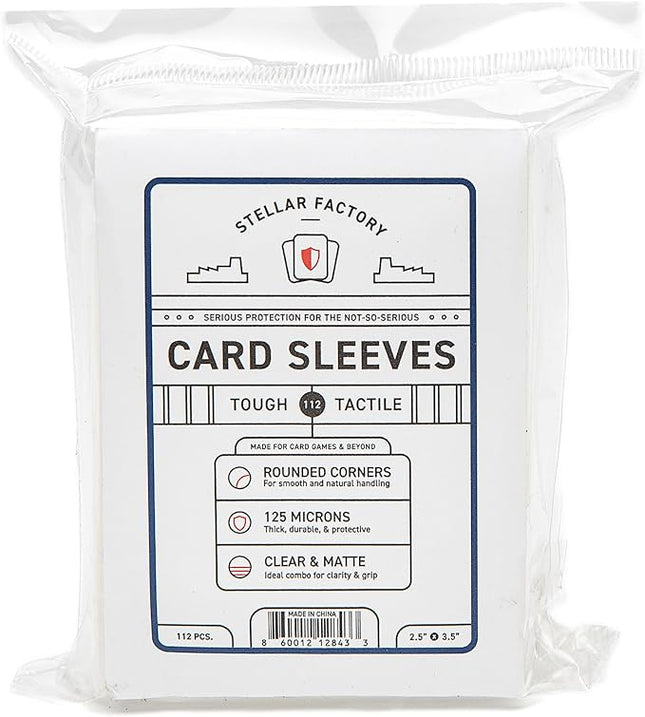 Stellar Factory - Premium Card Sleeves, Rounded, 2.5" x 3.5" (112 Count) (Matte/Clear)