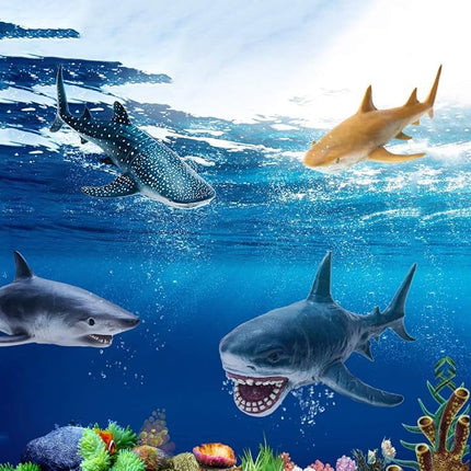 Gemini&Genius Whale Shark Hammerhead Shark Toys, Sea Animal Action Figures Ocean Model Toy Set for Play or Display, Gift, Educational, Role Play, Swim, Bath and Collection