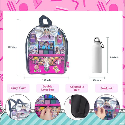 Townley Girl L.O.L. Surprise! Makeup Filled Backpack Set, Including Lip Balm, Nail Polish, Nail File, Hair Bows, and Other Accessories, Perfect for Parties, Sleepovers and Makeovers, Ages 3