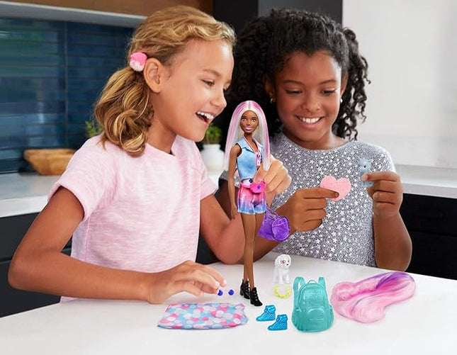 Barbie Color Reveal Doll Set with 25 Surprises Including 2 Pets & Day-to-Night Transformation: 15 Mystery Bags Contain Doll Clothes & Accessories for 2 Looks; Water Reveals Look of Metallic Doll