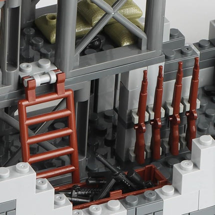 Finger Rock Military Base Building Block Set, WW2 Army Mini War Accessories Kits, Military Ruins Guard Tower Guns Army Supplies Block Toy for Kids 8 10 12 14
