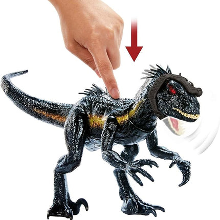 Mattel Jurassic World Dinosaur Figure Indoraptor Track N Attack with Tracking Gear & 3 Attack Features, Toy Gift with Physical & Digital Play