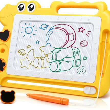 AiTuiTui Magnetic Drawing Board Toddler Toys Gift for Girls Boys, Color Sketch Writing Scribble Doodle Pad Travel Games, Educational Learning Kids Toys for Toddlers Birthday (Yellow)