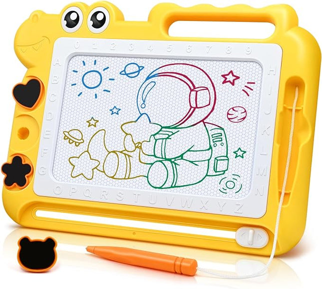 AiTuiTui Magnetic Drawing Board Toddler Toys Gift for Girls Boys, Color Sketch Writing Scribble Doodle Pad Travel Games, Educational Learning Kids Toys for Toddlers Birthday (Yellow)