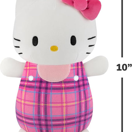 Squishmallows Original Sanrio 10in Plaid Hello Kitty HugMees – Ultrasoft Official Jazwares Plush (Medium-Sized)