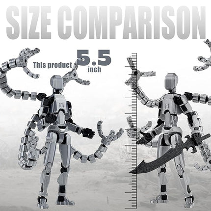 2PCS T13 Action Figure Already Assembled, 3D Printed Multi-Jointed Movable Robot 13 Action Figures Desktop Decorations for Game Lovers Toy, for Collectors Desktop Decorations (Gray Black Red)