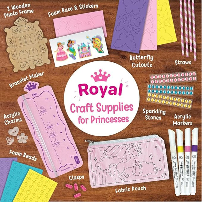 Imagimake Princess Craft Kit | 10 Mess-Free DIY Activities | Bracelet Making Kit, Unicorn Pouch, Butterfly Wands & Photo Frame | Girls Toys Age 6-8 | 5,6,7,8,9,10,11,12 Year Old Girl Birthday Gifts