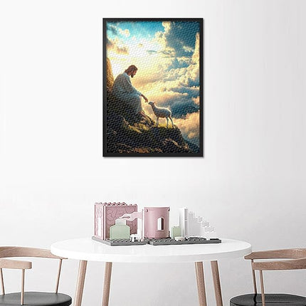 Jigsaw Puzzle for Adults 1000 Piece - Jesus and The Lost Lamb Biblical Art, Serene Religious Scene with Premium Puzzle Board, Challenging Christian Puzzles 1000 Pieces (27.5x19.7 in)