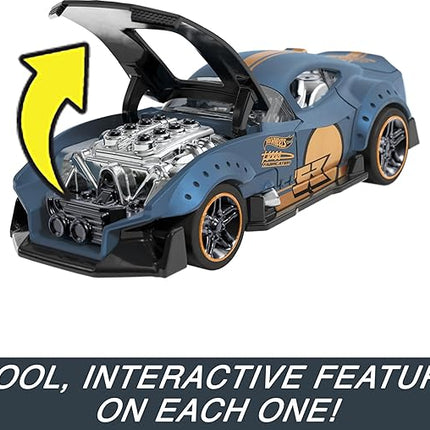 Hot Wheels Pull-Back Speeders Set of 2 Toy Cars in 1:43 Scale, Pull Cars Backward & Release, High-Performance, Collectible, with Rolomatic Engine or Door or Hood That Opens (Amazon Exclusive)