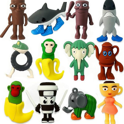 Tralalero Tralala Action Figure,Tung Tung Sahur Meme Unique Action Figures Decorations Gifts, Toys Desktop Decor 12PCS(Brown)