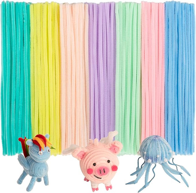 Caydo 300 Pieces Macaroon Pipe Cleaners, Thick Fluffy Chenille Stems, Pipe Cleaner Crafts for Arts & Crafts, Perfect for Making Animals, Flowers, and Valentine's Day Decorations