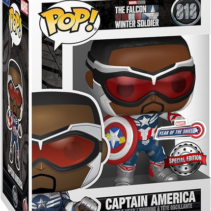 Funko Pop! Marvel: Year of The Shield - Captain America (Sam Wilson) with Shield, Amazon Exclusive