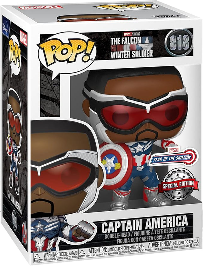 Funko Pop! Marvel: Year of The Shield - Captain America (Sam Wilson) with Shield, Amazon Exclusive