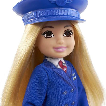 Barbie Chelsea Can Be Playset with Blonde Chelsea Pilot Doll (6-in), Luggage, Headset, Cockpit Wheel, Mini Plane, Glasses, Great Gift for Ages 3 Years Old & Up