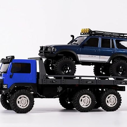 Hobbyplus ARKTOS CR18P Blue Body & Black Rear Flatbed Rock Crawler RTR All Terrain - Remote Control Car, Rock Crawler 1/18 Scale 6WD 2 Speed Transmission Off Road for Adults, RC Hobbyists