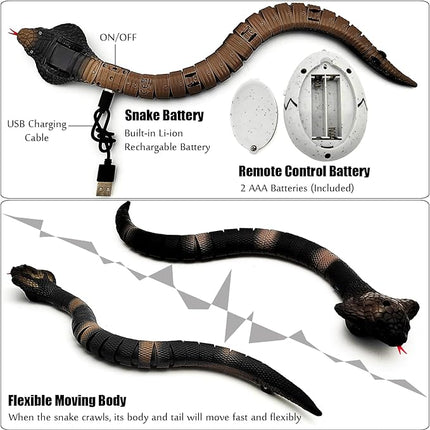 Upgrade Remote Control Snake Toy Electric Sensor RC Cobra Realistic Fast Flexible Moving Fake Joke Scary Trick Prank for Pets Cats Dogs Kids Boys Birthday Gifts
