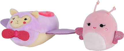 Squishville by Squishmallows Maribel in Plane & Willow in Carriage Two 2” Soft Mini-Squishmallow Butterfly and Tie-dye Pegasus Plush, Plush Carriage and Plane Vehicles Irresistibly Soft Colorful Plush