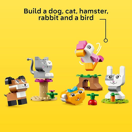 LEGO Classic Creative Pets, Building Brick Animals Toy, Kids Build a Dog, Cat, Rabbit, Hamster and Bird, Gift for Animal-Loving Boys and Girls Aged 5 and Up, Great Build Together Toy, 11034