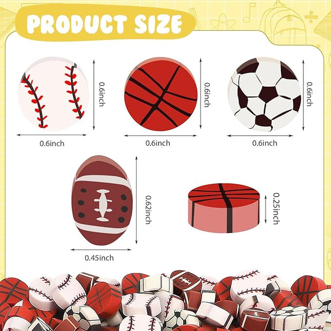 JUNEBRUSHS 150Pcs Football Erasers Mini Erasers for Kids Bulk Novelty Sports Pencil Erasers for Student Classroom Prizes Homework Rewards Gifts Sports Football Party Favors