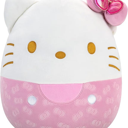 Squishmallows Original Sanrio 14-Inch 50th Anniversary Pink Embossed Hello Kitty – Official Jazwares Plush (Large)