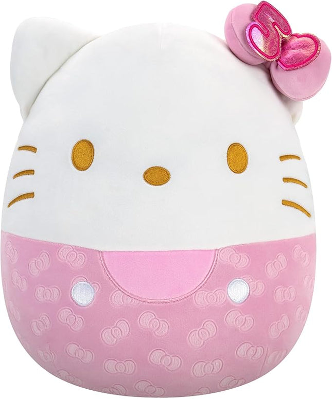 Squishmallows Original Sanrio 14-Inch 50th Anniversary Pink Embossed Hello Kitty – Official Jazwares Plush (Large)