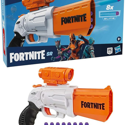 Nerf Fortnite SR Blaster - 4-Dart Hammer Action - Includes Removable Scope and 8 Official Nerf Elite Darts - for Youth, Teens, Adults